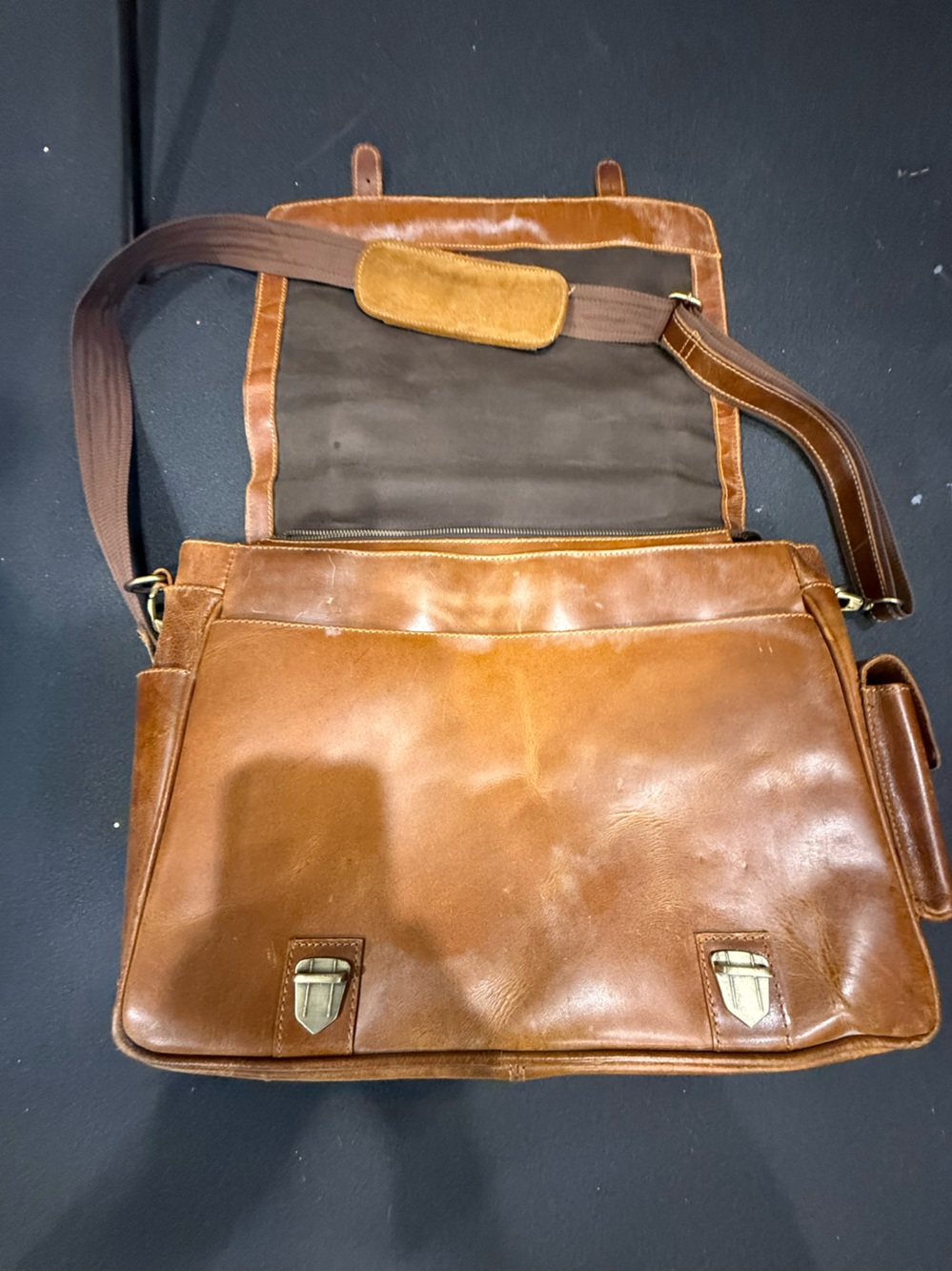 Classic Brown Leather Messenger Bag for Men